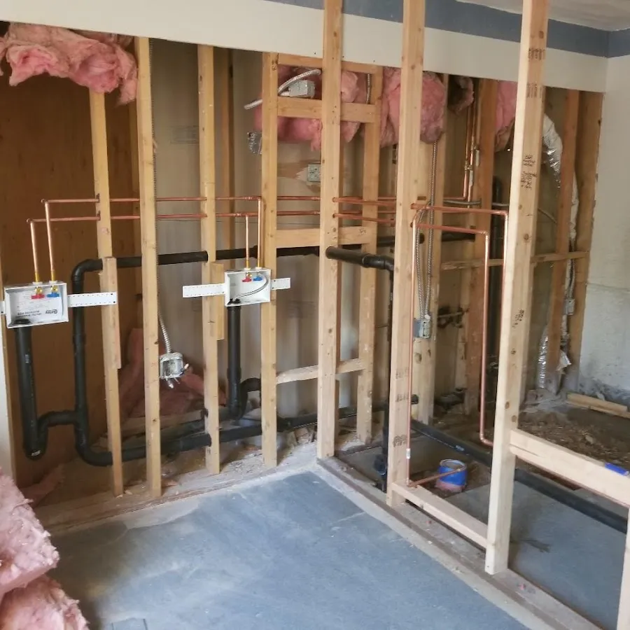 Copper pipe rough-in and plumbing installation in Hampton